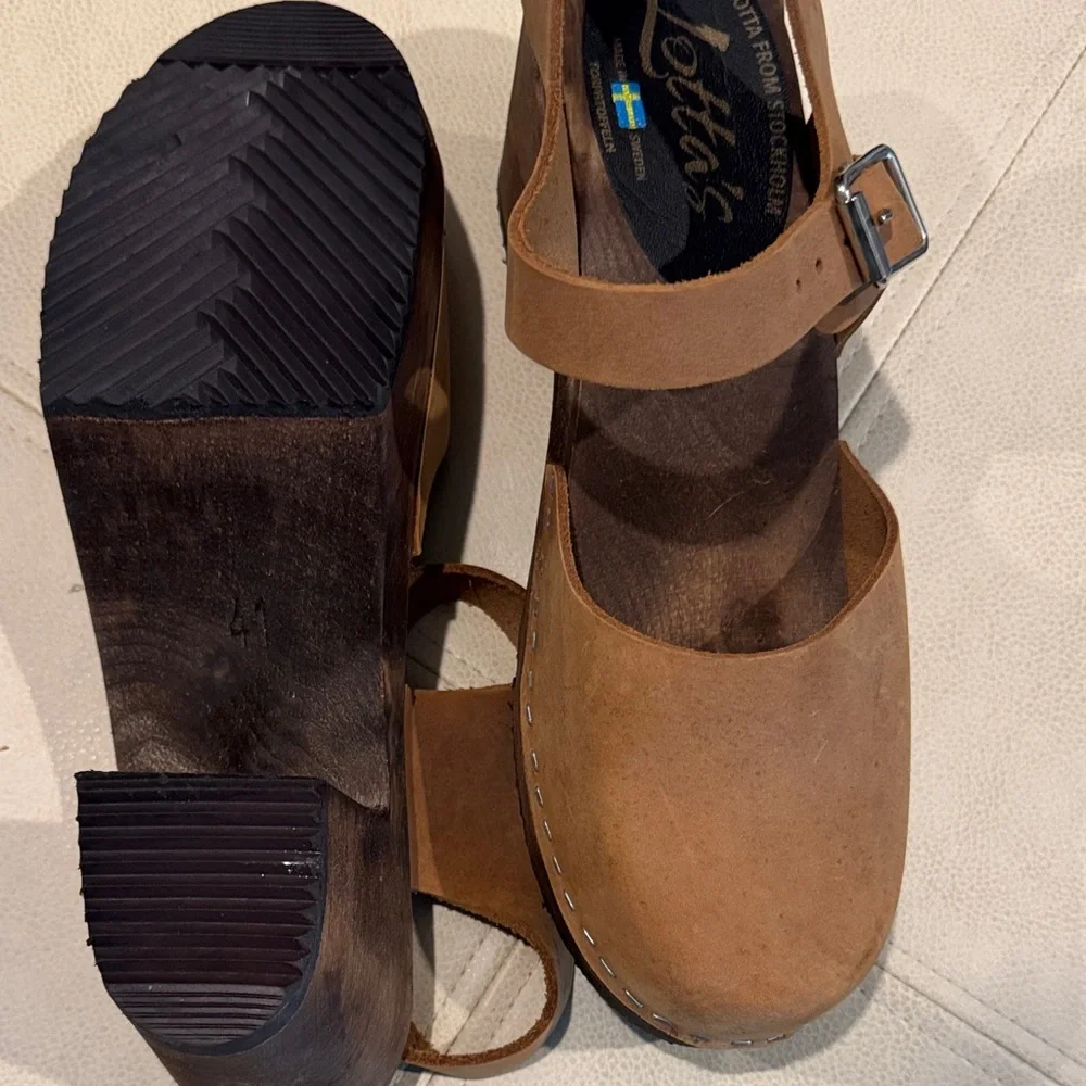 Lotta's Brown Leather Clogs SZ 41 Preowned - Picture 4 of 9